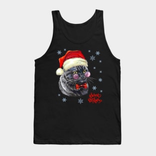 Warm Wishes Black Cat Santa Claus Christmas Gift Tank Top